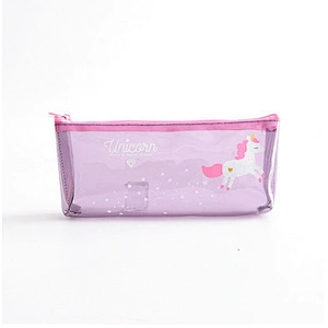 Cheap Wholesale Girls Kawaii Kids Transparent PVC Cute Unicorn School Pencil Case