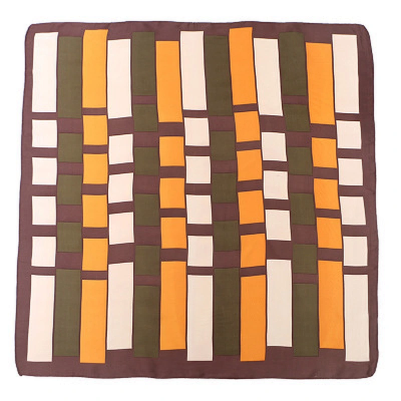 Spring new product simple professional decoration small scarf plaid stitching printed satin silk small square scarf