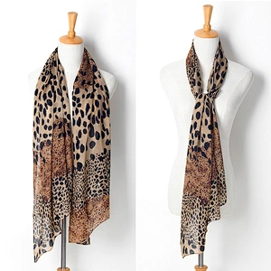 2021 New Korean Version Long Leopard Scarf European American Leopard Print Scarf Wholesale Chiffon Scarf