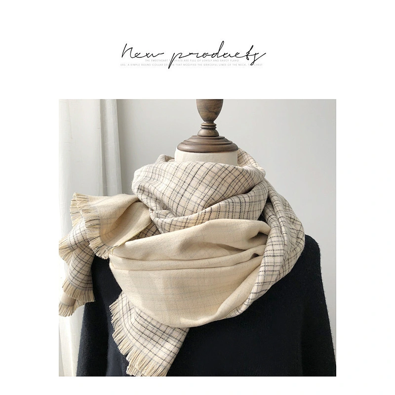 Luxuriant Latest Desirable Cashmere Scarf Plaid Double-Sided Winter Scarf Fashions Long Shawl