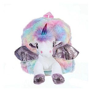 12 Inches Children Cute Unicorn Cartoon Plush Backpack Girl Leisure Travel Bag Kids Toddler Plush Backpack