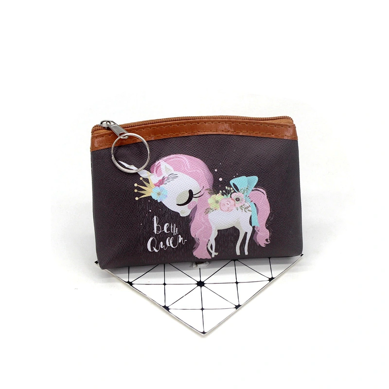 Factory direct cartoon unicorn coin purse cute pegasus children key coin purse mini wallet