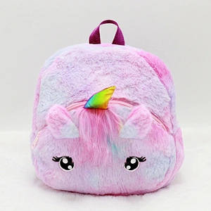 Fashion cartoon unicorn children kindergarten girl small school bag cute plush backpack