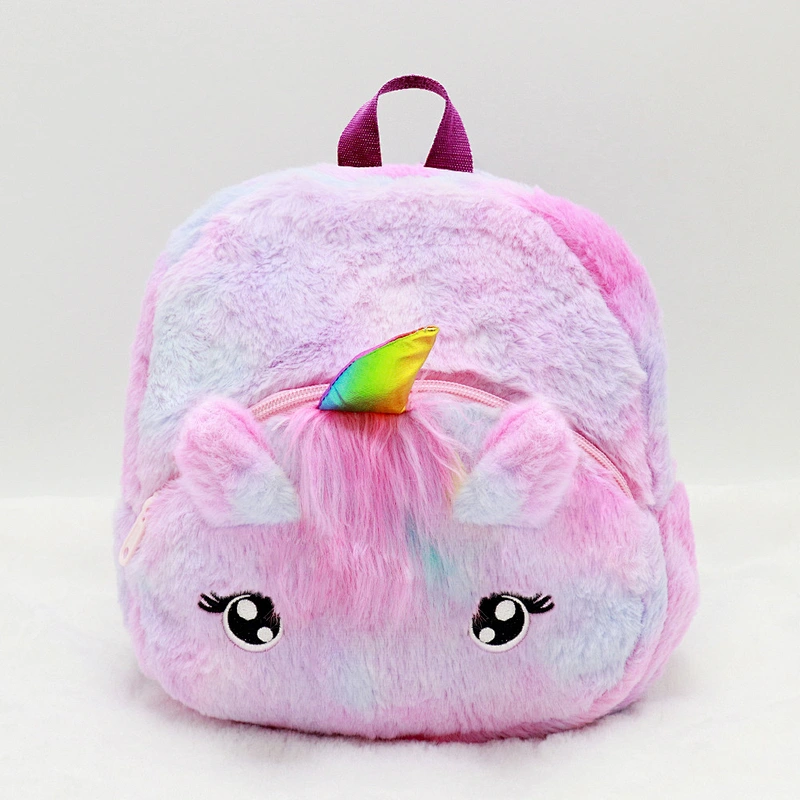 Fashion cartoon unicorn children kindergarten girl small school bag cute plush backpack