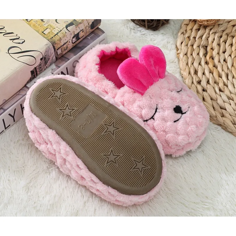Customize Cute Closed Toe Pink Keep Warm Rabbit Shaped Plush Thermal Slippers Slipper Shoes