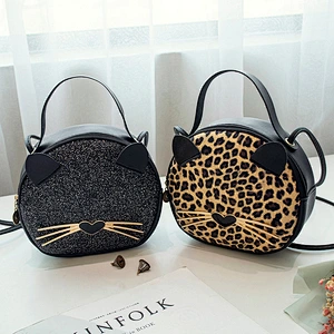 Wholesale Women 2020 New Small Bag Korean Style Crossbody Bag Cute Cat Pattern Trendy Small Round Bag