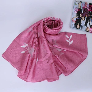 Muslim Chiffon Hijab Women Maple Jacquard Chiffon Hijab Wrap Shawls Headband Muslim Hijabs Scarves Scarf