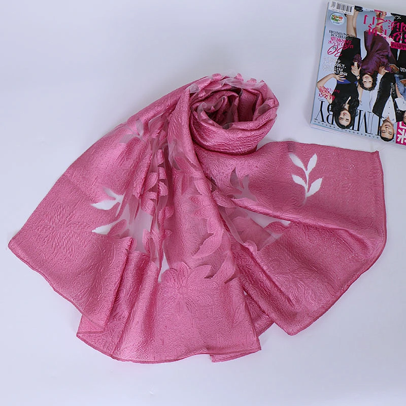Muslim Chiffon Hijab Women Maple Jacquard Chiffon Hijab Wrap Shawls Headband Muslim Hijabs Scarves Scarf