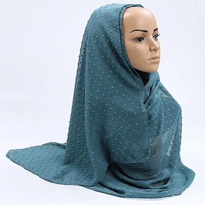 New Jacquard Three-Dimensional Plum Dot Chiffon Malaysia Scarf Indonesia Solid Color Pearl Chiffon Hijab Scarf For Women