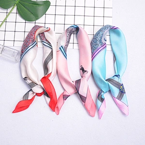 2020 Spring New Style Small Square Scarf Silk Section Retro Ins Art Korean Decorative Small Scarf For Female