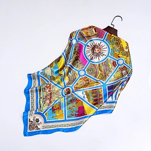 Hot sale Europe and the United States new printing simulation silk satin scarf scarf large square shawl multi-style wholesale