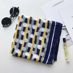 Dual-use sunscreenshawl all-matching stripe polka dot printed new muslim scarf cotton print hijab