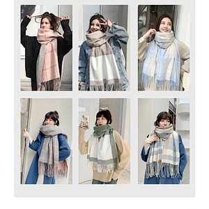 Wholesale Plaid Scarf Women'S Autumn Winter Shawl New Korean Version Students Cute Little Ladies Scarf