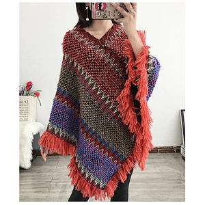 National Shawl Knitted Spring Summer Hedging Mohair Fringed Scarf Women Casual Long Shawl