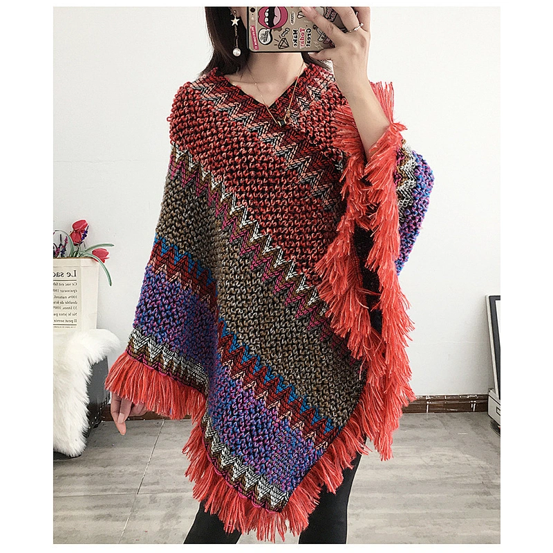 National Shawl Knitted Spring Summer Hedging Mohair Fringed Scarf Women Casual Long Shawl