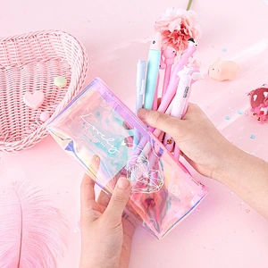 Laser Pencil Case Simple Small Girl Pencil Case Transparent Student Large-Capacity Stationery Bag