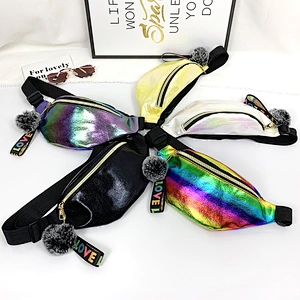 Promotional Cheap Latest PU Laser Shoulder Stylish Fanny Pack Waist Bag For Ladies