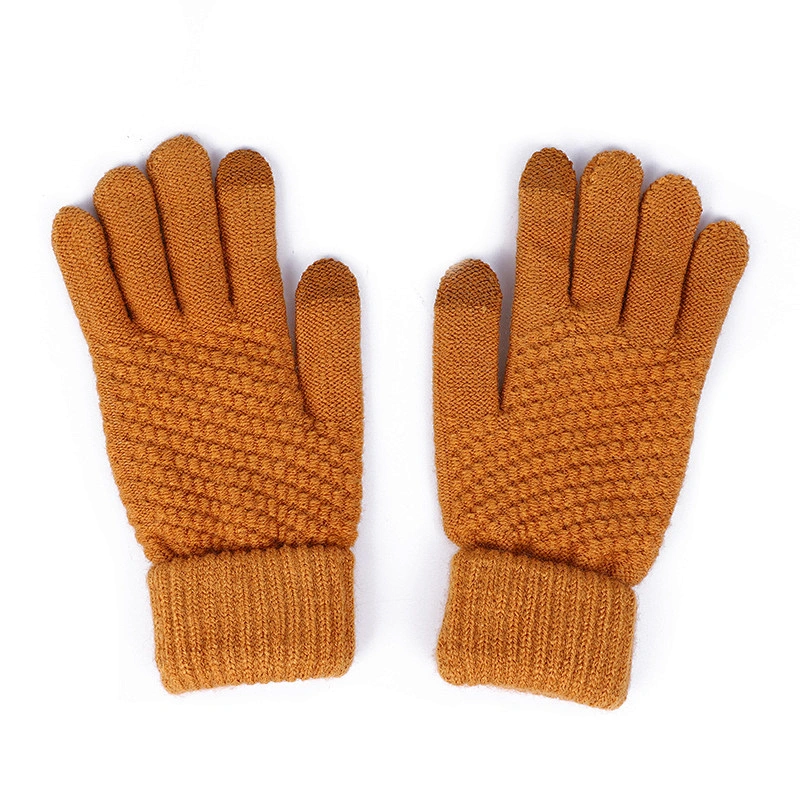 Cheap Plain Color Knitted Warm Gloves Wholesale Winter Men Women Fashion Touch Screen Jacquard Gloves