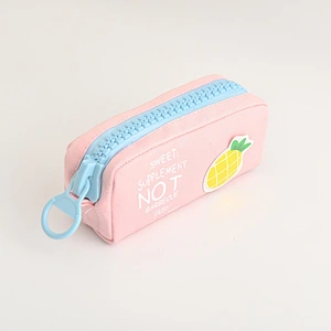 Korean Style Creative Cute Big Zipper Custom School Pen Pencil Bag Canvas
