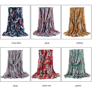2021 Style Satin Printed Fallen Leaves Bronzing Cotton Scarf Spring Autumn All-Match Pattern Scarf