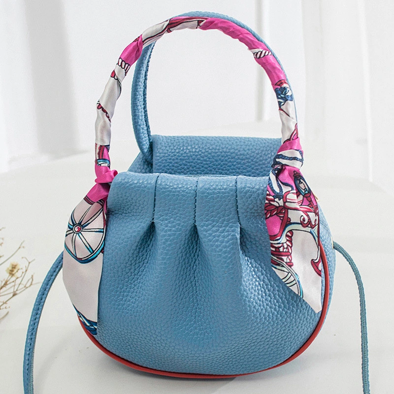 2020 New Trendy Korean Retro Litchi Pattern Messenger Bag Casual Silk Scarf Decoration One-Shoulder Small Square Bag