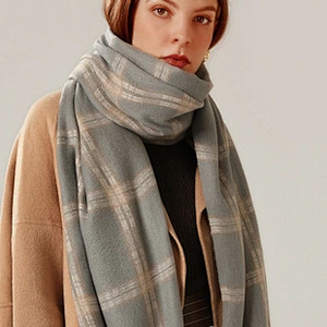 Plaid Thickened Warmth Winter Cashmere Scarf, Female Autumn And Winter Shawl, Western Style Scarf Shawl