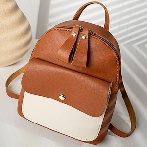 Autumn New Small Backpack Trend PU Color Matching Children Small School Bag Multi-Function Female Backpack
