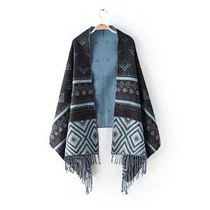 New autumn winter ethnic style jacquard cashmere tassel scarf women's casual all-match scarf shawl
