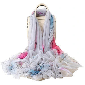 Summer Women Scarf 2020 New Pashmina Shawl Printed Cape Silk Chiffon Polyester Tippet Muffler Floral Printed
