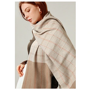 Scarf Women Simple Japanese Cute Cashmere Scarf Geometric Pattern Mid-Length Warm Shawl