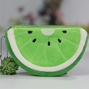 Korean cartoon fruit plush coin purse semi-circular key case watermelon cute bag wholesale
