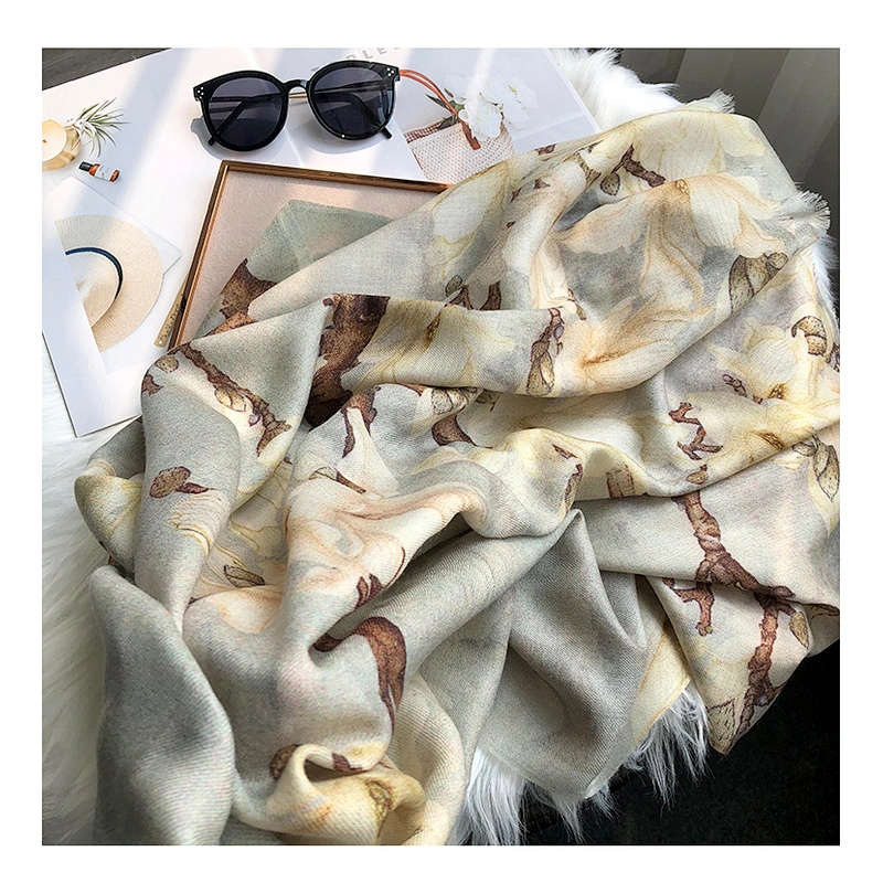 2020 Autumn Winter Cashmere Scarf Famous Painting Printing Outdoor Keep Warm Elegant Women Elegant Cashmere Shawl