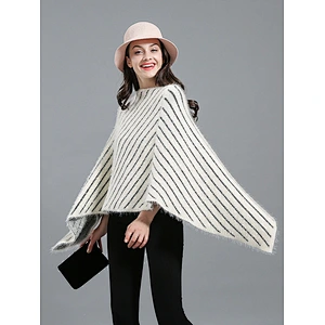 Wholesale Winter Scarf Striped Lady Travel Shawl Cashmere Ethnic Thick Cloak