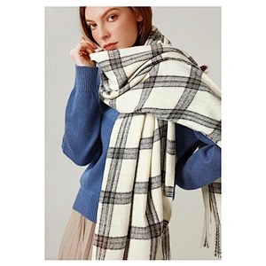 Plaid Scarf Thickened Warmth In Winter, Cashmere Scarf Female Western Style Scarf Shawl