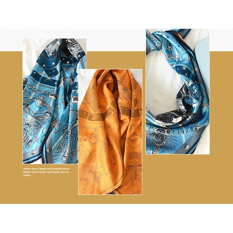 High Quality 100% Silk Scarves Double Sided Printing 90*90 Size Square Silk Twill Scarf