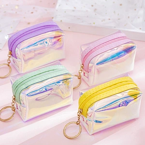 Korea creative net red girl heart laser coin purse mini cute portable coin storage bag small cosmetic bag