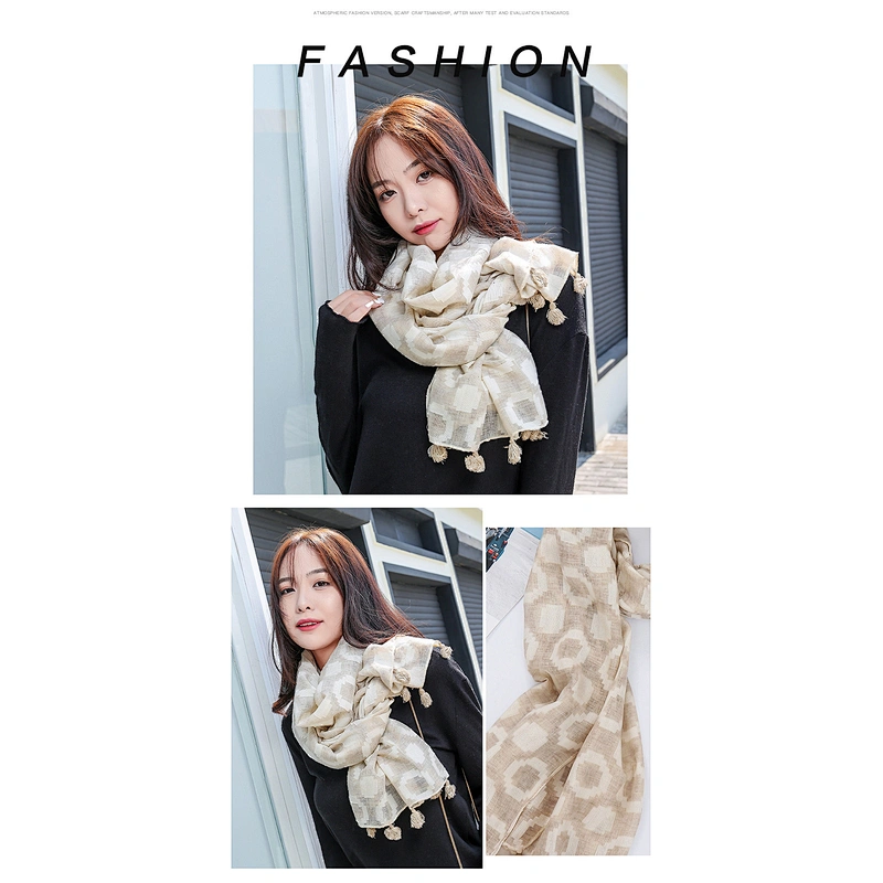 2020 Wholesale New Cotton And Linen Scarf Women Korean Autumn Fashion Wild Pure Color Tourism Art Dual-Use Shawl