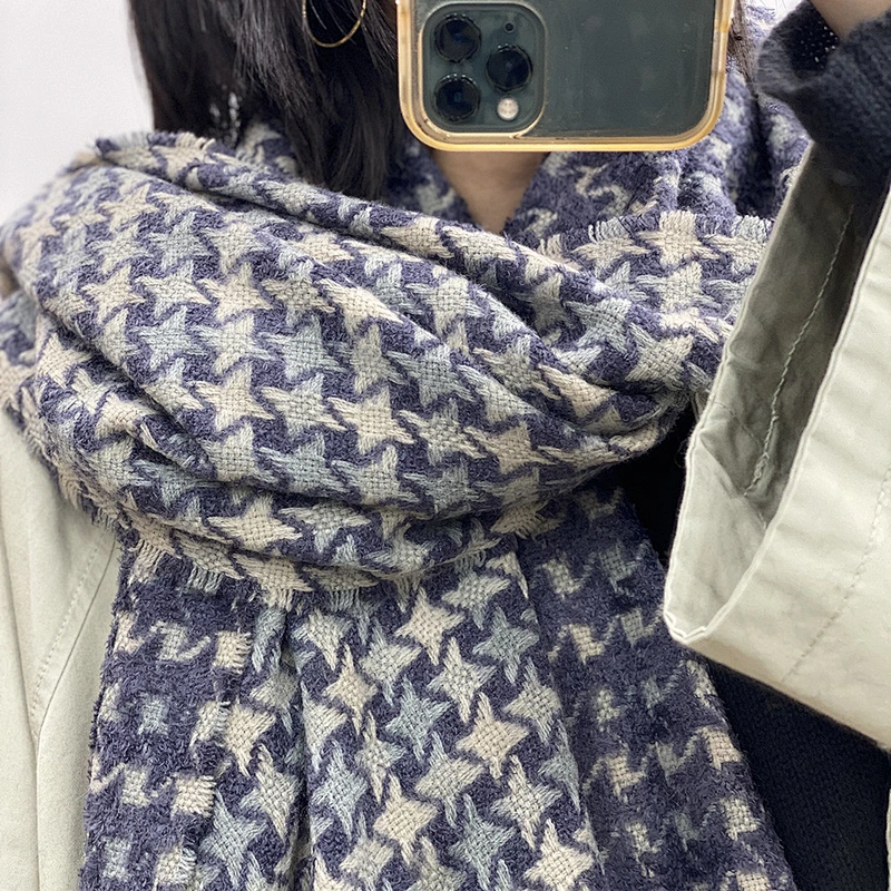 American Style Feather Yarn Scarf Women Shawl Winter Wild Star Retro Scarf Thick Warm Scarf