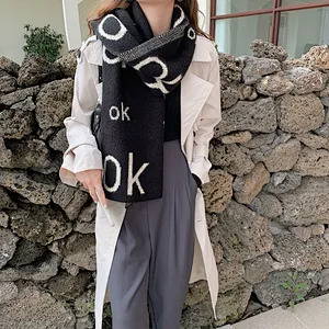 OK Letter Cashmere Scarf Female Winter Lengthened Thickened Students Keep Warm Scarf