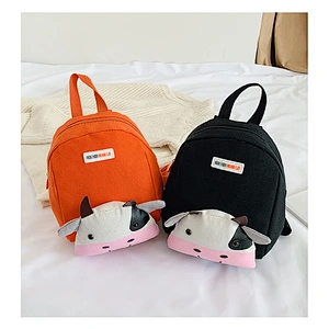 Custom Children'S Canvas School Bag Promotional Products Cute Cartoon Bull Backpack For Children