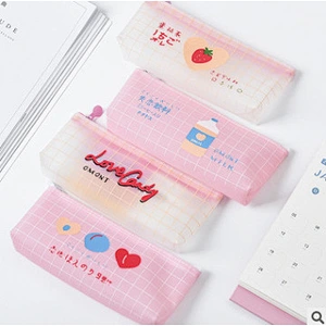 Transparent PVC Pencil Bag Portable Large Capacity Student Stationery Storage Clear Pencil Box