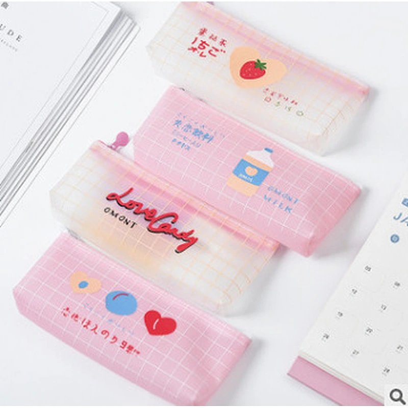 Transparent PVC Pencil Bag Portable Large Capacity Student Stationery Storage Clear Pencil Box