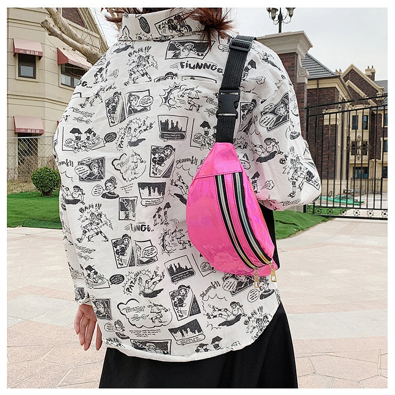 Pillow Shape PU Waterproof Holographic Laser Fanny Pack Waist Bag Mobile Phone Pouch Fashion Sport Pocket Waist Pack