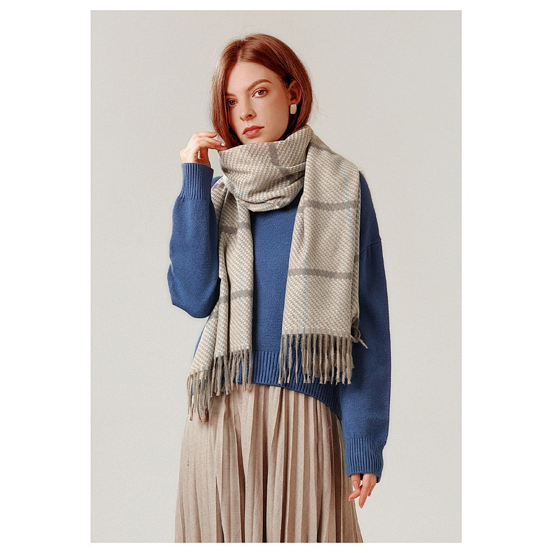 Scarf Autumn Winter 2020 New Plaid Cashmere Scarf Women'S Knitted British Simple Color Matching Warm Shawl