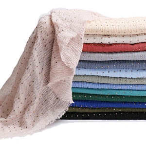 New national style cotton and linen hot rhinestone women hijab scarf monochrome wild crinkle female shawl