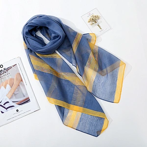 Autumn and winter women wild water ripple gold thread solid long organza shawl scarf