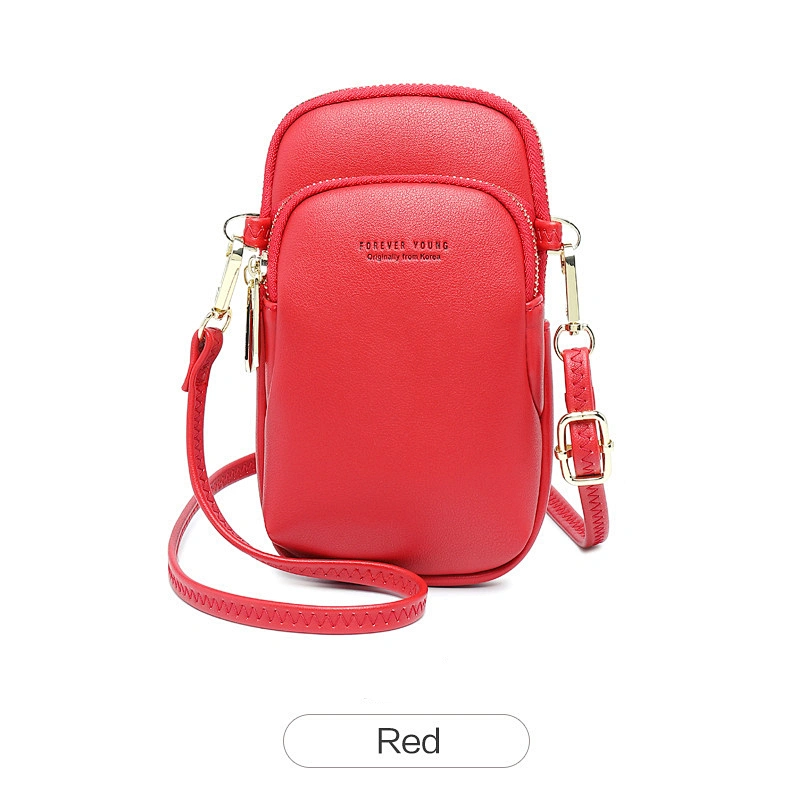 2020 new Korean version of simple diagonal bag ladies mobile phone bag PU pure color wild single shoulder fashion small bag