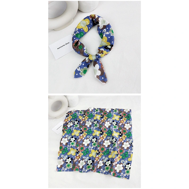 New Cotton And Linen Small Square Scarf Women Spring Autumn Fashion Wild Korean Turban Work Hip-Hop Scarf