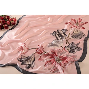 Summer wild scarf female air conditioning shawl scarf female flower printing thin section simulation silk scarf beach towel