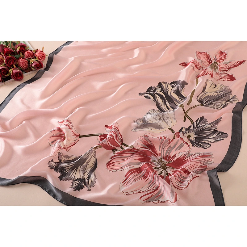 Summer wild scarf female air conditioning shawl scarf female flower printing thin section simulation silk scarf beach towel